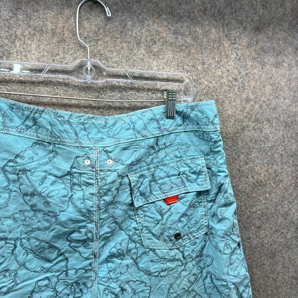 J.Crew Swim Trunks Mens 33 Blue Leaf Print Nylon Board Shorts Drawstring Lined - Picture 9 of 11